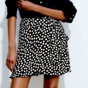 Zara Black and White Polka Dot Mini Skirt